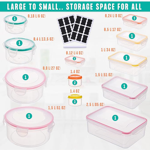 38 Pcs Large Food storage containers-85 oz to Small Container Stackable Kitchen - Image 2