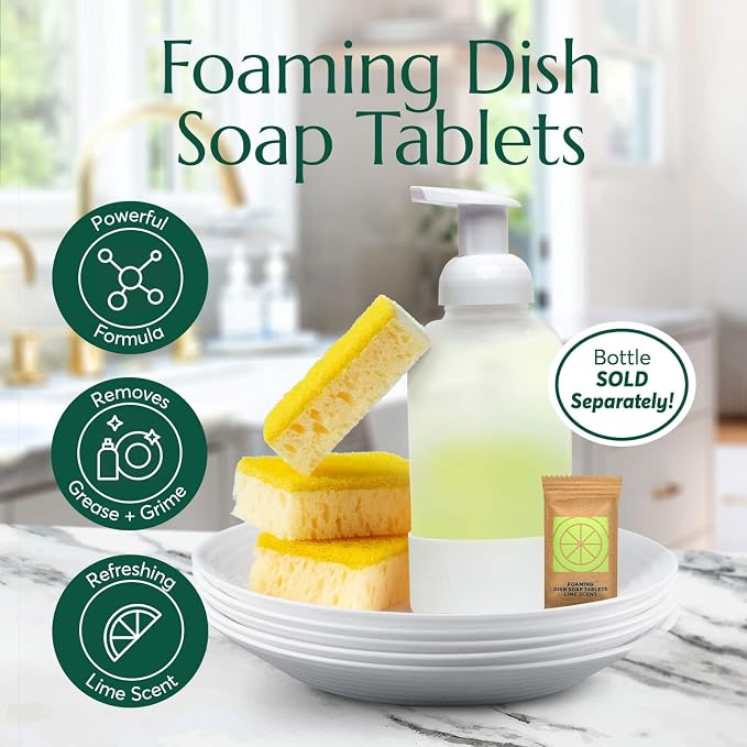 CLEANOMIC Reusable Kitchen Cloth, Foaming Dish Soap & Tablet Tin Bundle