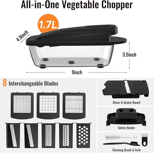 8 Blade All-in-1 Vegetable Chopper Mandoline Slicer - Image 2