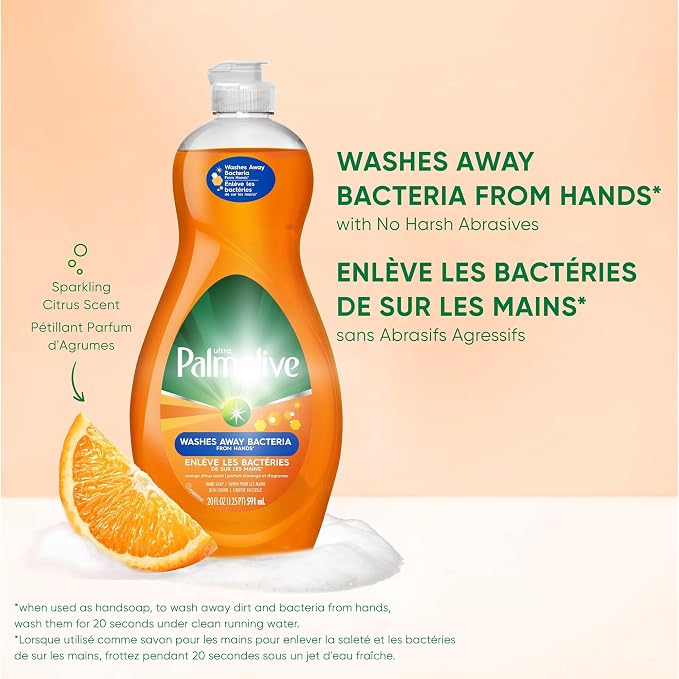 Cleaning Palmolive Ultra Liquid Dish Soap Orange Scent 591ML-2 Ct