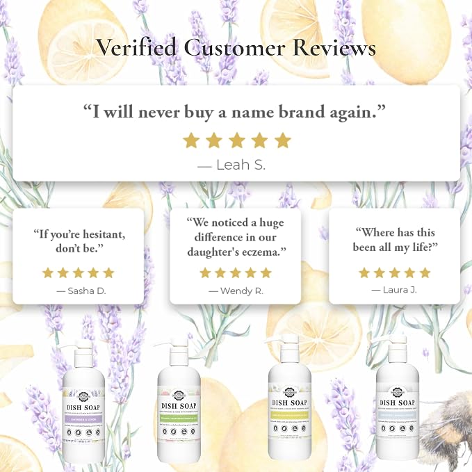 Rustic Strength Natural Dish Soap with Lavender and Lemon, Gallon Glass | Plant Based Cleaners, Streak Free Shine, Helps Remove Grease & Food Residue,Rich Lather