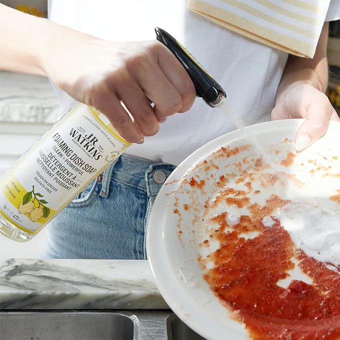 J.R. Watkins Foaming Dish Soap Refill Pouch, Crafted Clean & Cruelty Free, Lemon, 32 fl oz, 6 Pack