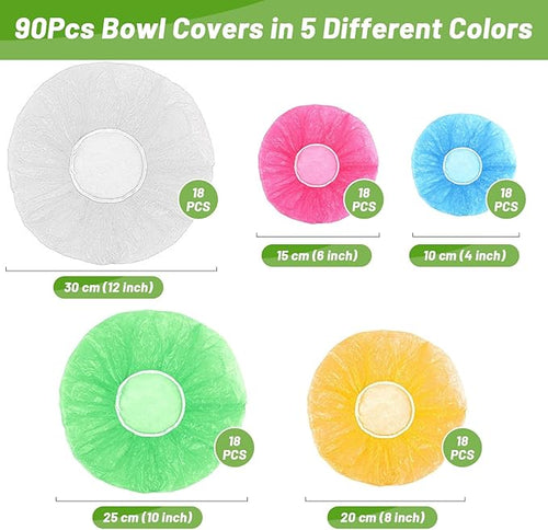 90Pcs Reusable Elastic Food Bowl Storage Covers, Sublaga Bowl Covers, Variety - Image 2