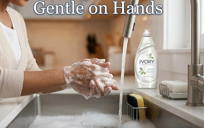 Ivory Grease Cutting Dish Soap, Classic Scent, Gentle on Hands, 24 Fl Oz bundled with Heavy Duty Scotch Brite Sponge