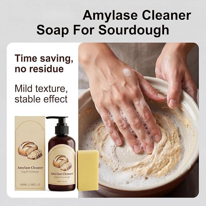Dough Dissolve Soap For Sourdough, Fast-Acting Dough Cleaning Solution, Sourdough & Baking Mess - Enzyme Powered Formula Breaks Down Stuck-On Dough (1)