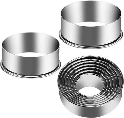9 Pieces Stainless Steel Cookie Cutter Set Biscuit Plain Edge Round Cutters by KSPOWWIN