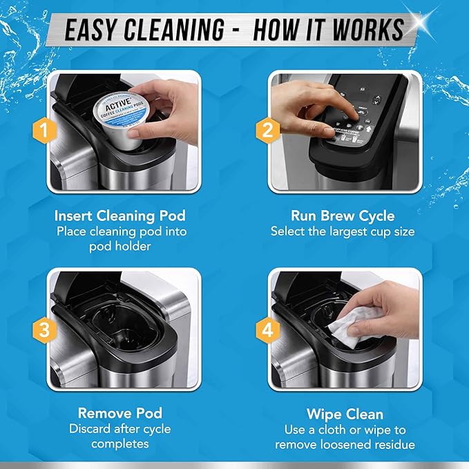 ACTIVE Dishwasher Detergent Booster and K-Cup Compatible Cleaning Pods - Includes 32oz Dish Detergent Booster and 12pk Keurig Compatible Cleaning Pods