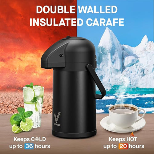 Airpot Coffee Carafe for Keeping Hot - 64 OZ/ 2.0L Coffee Dispenser - Insulated - Image 2