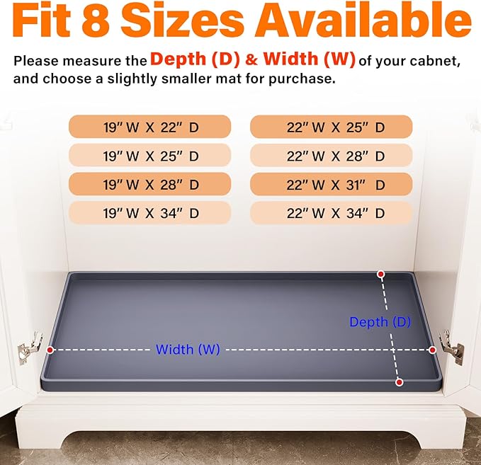 FLATO Waterproof Under Sink Mat 34" x 19" Shelf Liner - Image 5