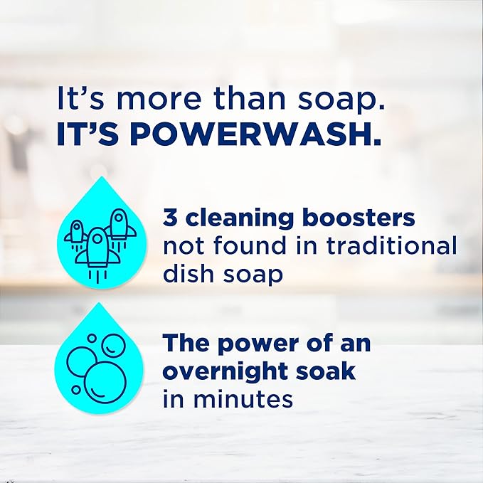 Dawn Powerwash Dish Soap Spray + 3 Dishwashing Liquid Refills Lemon, 4*16oz | Instantly breaks down 99% of residue. No water needed. Overnight soak power in minutes. Reusable sprayer.