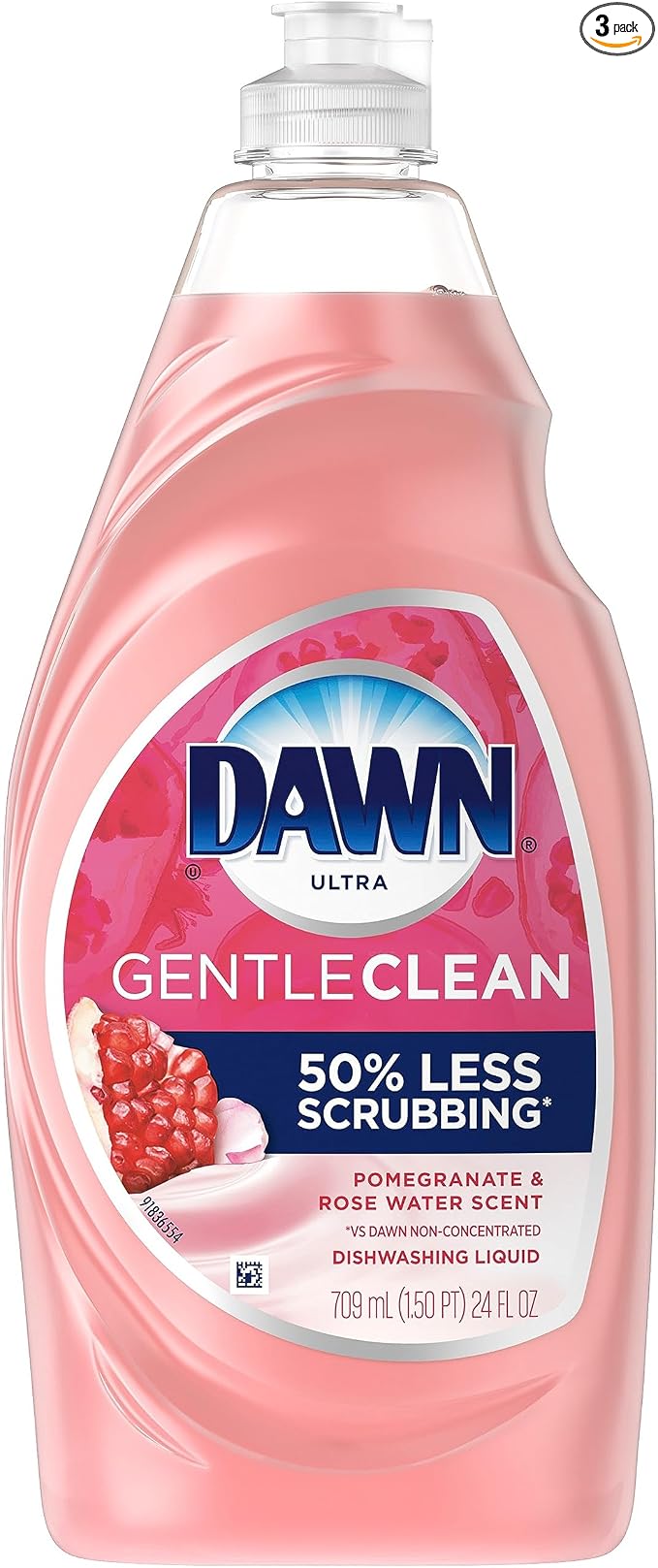 Dawn Gentle Clean Dishwashing Liquid 16.2 oz, Pomegranate & Rose Water Scent (Pack of 3)
