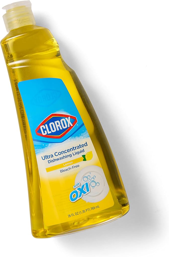 CLOROX Liquid Dish Soap | Antibacterial OXY Powered Dishwashing Liquid Cuts Through Tough Grease FAST | Quick Rinsing Formula | A Powerful Clean You Can Trust, Lemon Scent, Pack of 6