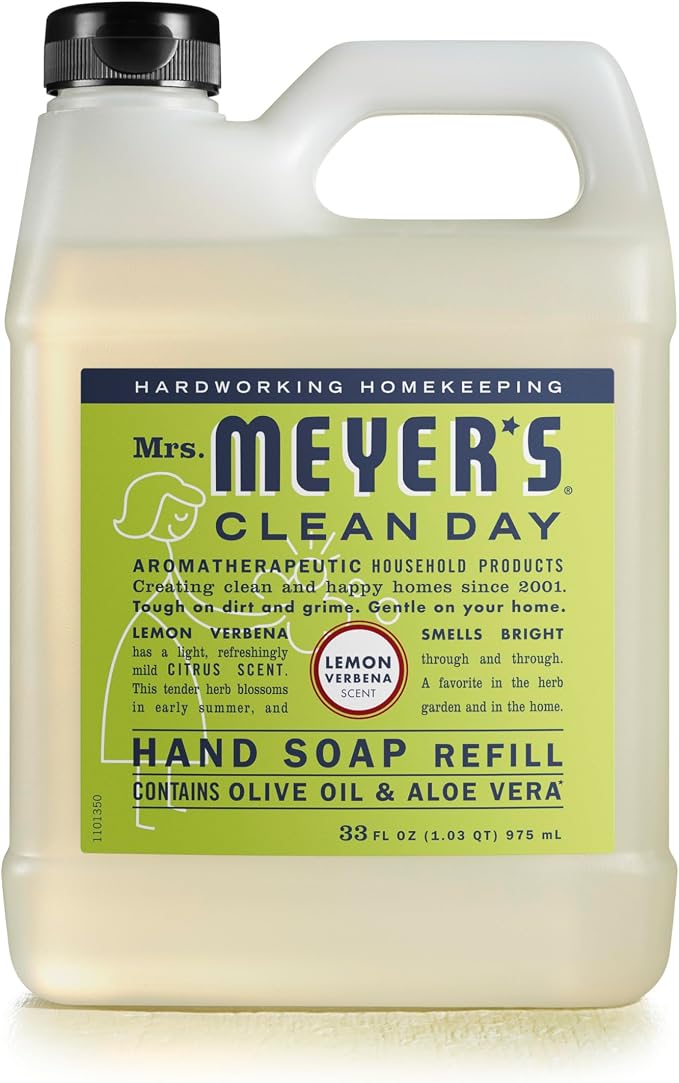 MRS. MEYER'S CLEAN DAY Lemon Verbena Dish Soap (48 Fl Oz) and Hand Soap Refill (33 Fl Oz) Bundle