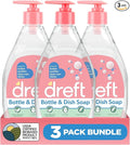 DREFT Bottle and Dish Soap | Made to Clean Baby Bottles, Sippy Cups, Pacifiers, Breast Pumps, & More | Gently Removes Milk Film & Odors | Plant Based, Fragrance Free Dish Soap | 18 Fl Oz (Pack of 3)