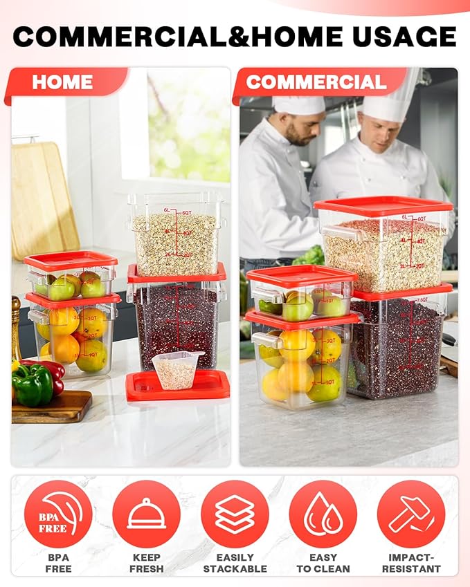 12 Quarts Sous Vide Container: 8 PCS Commercial Food Storage Containers - Image 4