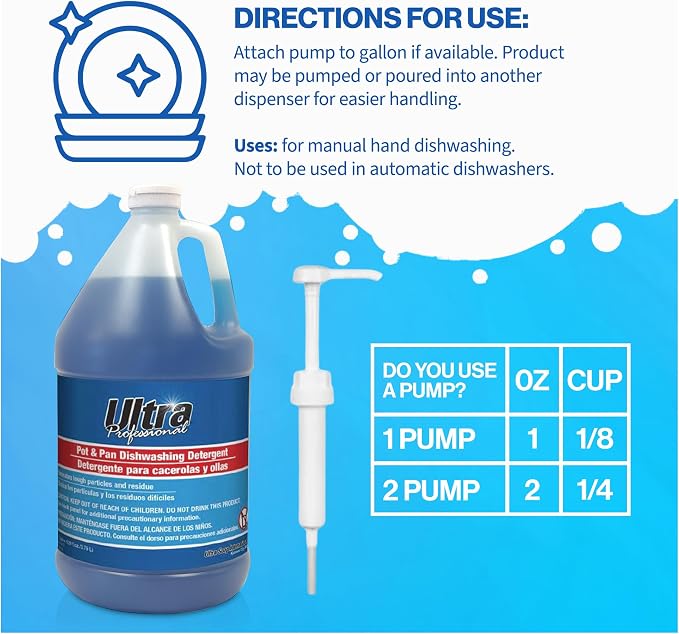Ultra Professional ™ 4 Pack 1 Gallon Pots & Pan Dishwashing Detergent Dish Cleaning Liquid, Platinum, Blue- Powerful Grease Remover