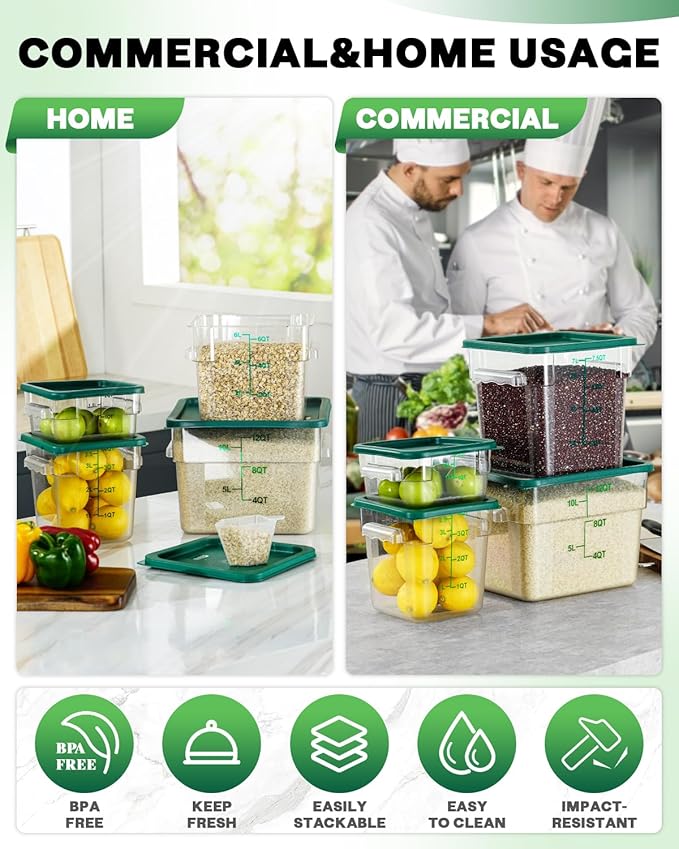 8QT Clear Food Storage Containers: 4 PCS NSF Food Storage Containers - Image 5