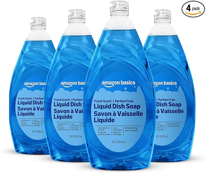 Amazon Basics Dish Soap, Fresh Scent, 30 fl oz, Pack of 4, Packaging May Vary