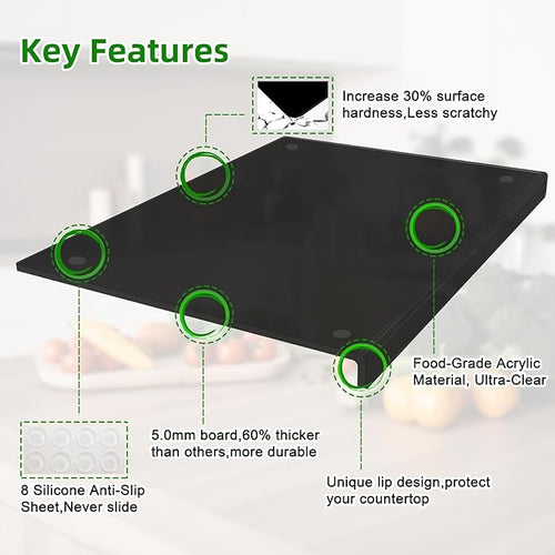 Acrylic Cutting Board with Counter Lip | 60% Thicker & Durable | BPA-Free & - Image 2