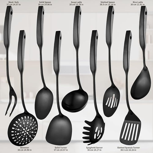 9PCS Silverware Set for 304 Stainless Steel Kitchen Utensils Set Cooking - Image 2