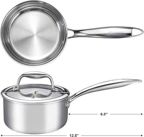 1-Quart Saucepan with Lid, Tri-Ply Stainless Steel Pot with Stay-Cool Handle & - Image 2