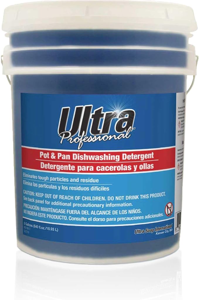 Ultra Professional ™ 5 Gallon Pot & Pan Dishwashing Detergent Dish Cleaning Liquid, Fresh Scent, Blue - Powerful Grease Remover