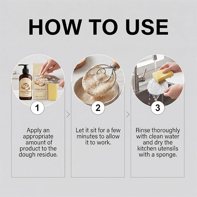 Dough Dissolve Soap for Sourdough - Dough Cleaner Sourdough Dissolver Amylase Cleaner, Kitchen Enzyme Cleaner, Enzyme Powered Formula Breaks down Stuck-On Dough