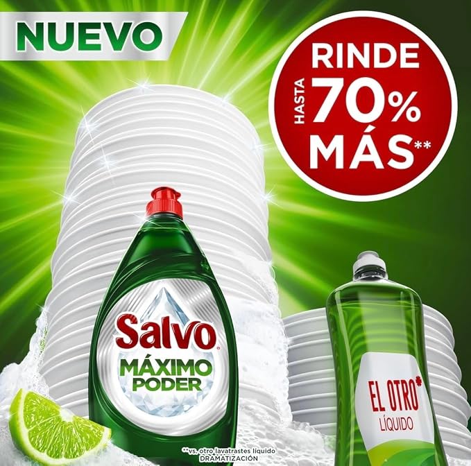 SALVO Máximo Poder Liquid Dish Soap, 300mL, 5 Pack