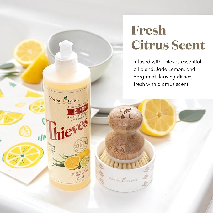 Young Living Thieves Dish Soap | 12 oz | Plant Based Dishwashing Liquid | Formulated with Lemon, Premium Essential Oils, and Water | Gentle on Hands | Ideal for Cleaning Dishes | 1 Pack