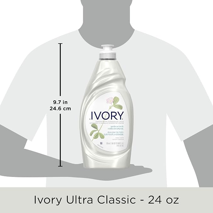 Ivory Dish Soap Original, 709mL/1.5pt/24fl oz, 3 PACK (10 Per master case)