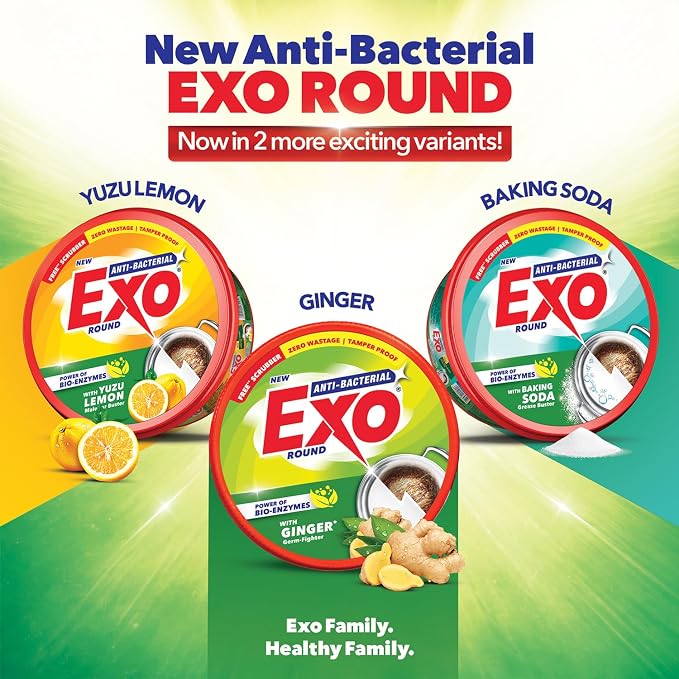 EXO Cyclozan Dish Wash Bar - Round, 500g Box with free scrubber