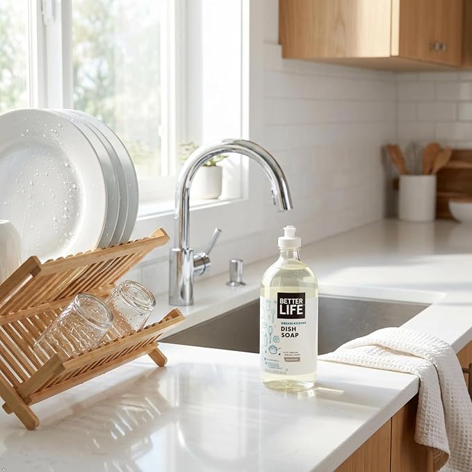 Better Life Liquid Dishwashing Soap for Home & Kitchen Sink - No Gloves Required Kitchen Soap for Sensitive Skin, Unscented, 22 Fl Oz