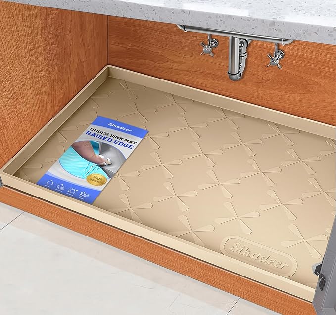 SIKADEER 25" x 19" Under Sink Mat Waterproof, Silicone Mat Kitchen Drawer Shelf by SIKADEER