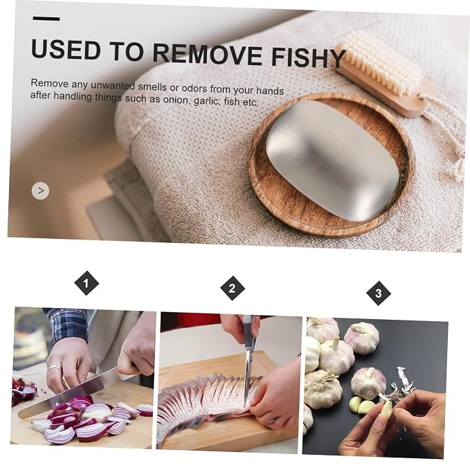 1pc Stainless Steel Odor Remover Soap Bar for Kitchen Eliminates Unwanted Smells From Onion Garlic Fish Practical Tool for Home Hotel and Cooking Tasks