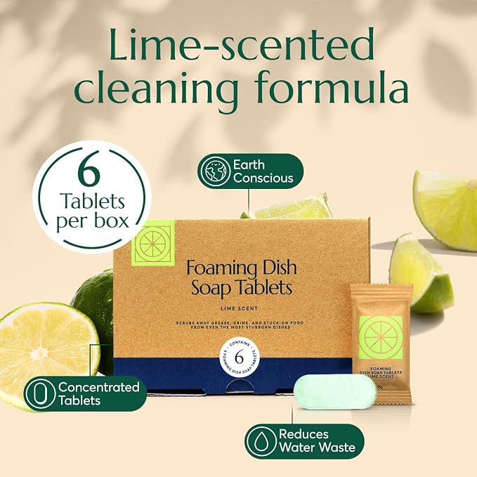CLEANOMIC Reusable Kitchen Cloth, Foaming Dish Soap & Tablet Tin Bundle