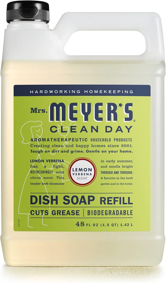 MRS. MEYER'S CLEAN DAY Lemon Verbena Dish Soap (48 Fl Oz) and Hand Soap Refill (33 Fl Oz) Bundle