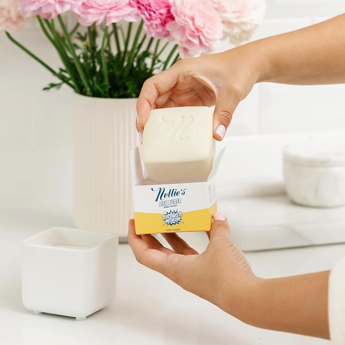 Nellie's Dish Butter Refill - Semi-Solid Zero-Waste Dish Soap Block Alternative - Light Spruce Scent - Easy Refill for Dish Butter Container - (1 Pack) | Phosphate-Free & Septic-Safe, Fits Nellie's Dish Butter Ceramic Container, Made in Canada