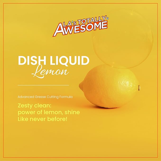La's Totally Awesome Dish Soap Liquid – Lemon Scent (30 fl oz, Pack of 3) – Grease-Fighting Dishwashing Liquid from Awesome Cleaner Brand