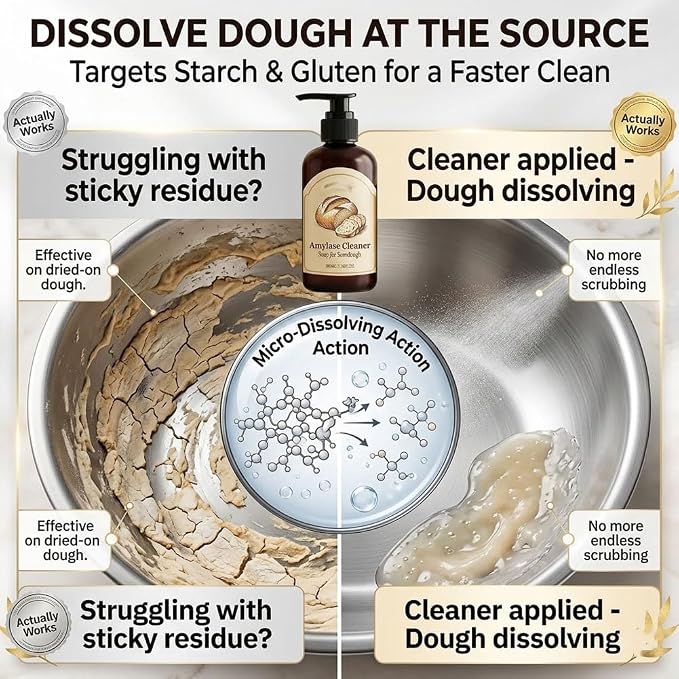 Dough Dissolve Soap for Sourdough, Dough Dissolve - Doughs Dissolves Soap, Sourdough Cleaner, Reduces The Need for Scrubbing and Soaking, for Kitchen of Bowls, Pots, Utensils (1 pc)