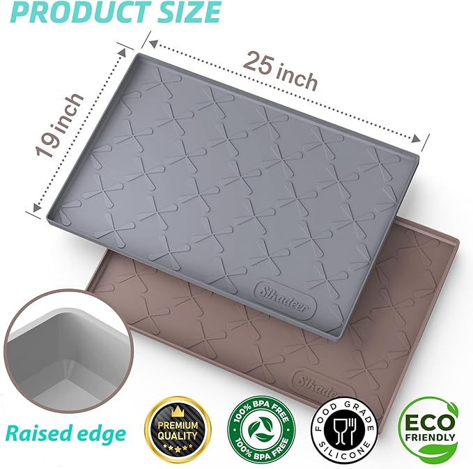 SIKADEER 25" x 19" Under Sink Mat Waterproof, Silicone Mat Kitchen Drawer Shelf - Image 3