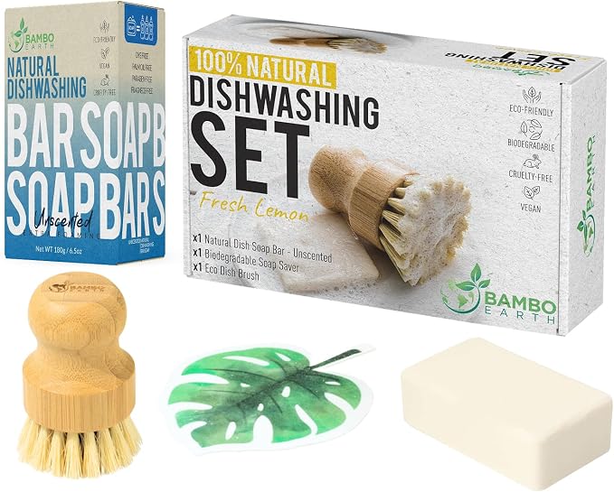 Natural Non-Toxic Dish Washing Soap - Dyes And Fragrance Free - Vegan Cruelty-Free Eco-Friendly And Zero Waste Dishwashing Handmade Solid Bar Soaps Detergent & Biodegradable (Unscented Bundle)
