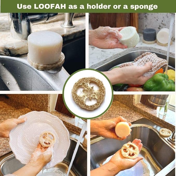 rE: REKURATOR Dishwashing Soap with Loofah Holder – Eco-Friendly, Gentle, Plant-Based Dish Bar , No Artificial Dyes or Fragrance (Unscented) , 5.1 oz