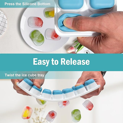 3 Pack Ice Cube Trays with Lids, Flexible Silicone Bottom - Image 2