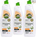 Dish Soap, Plant-Based Dishwashing Liquid, Non-Toxic, Hypoallergenic, EcoCert Certified, Vegan, Grease-Cutting, Orange Scent, 25.3 fl oz (750 ml) - 3 Pack