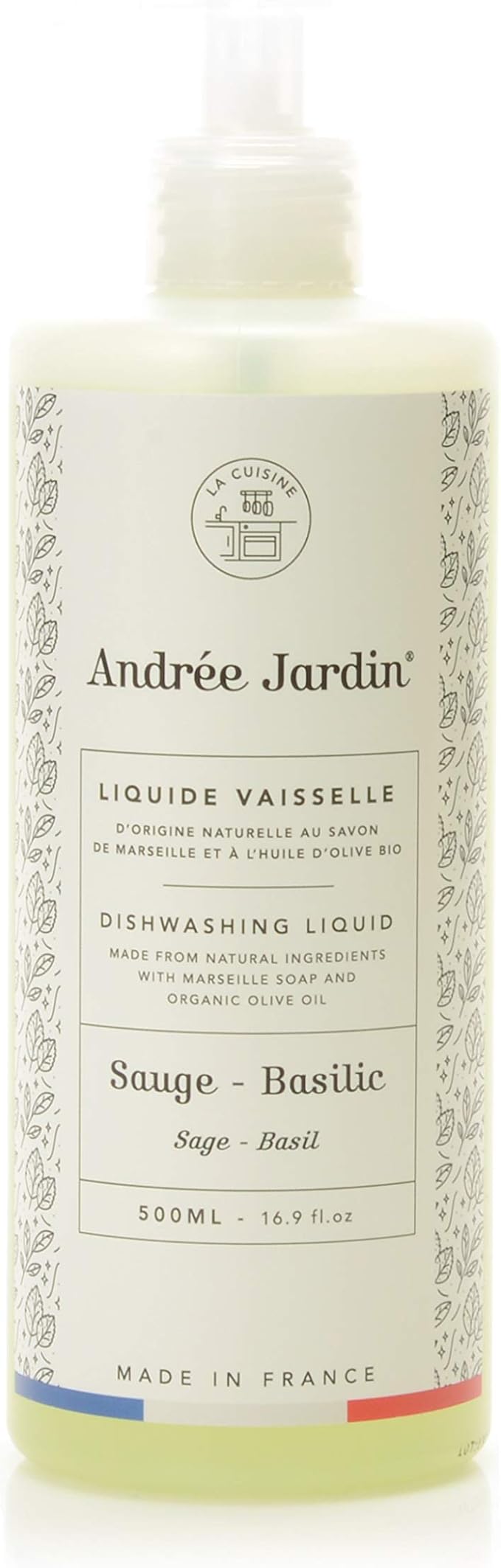 Andree Jardin Dish Washing Liquid - Sage & Basil, 500 ml