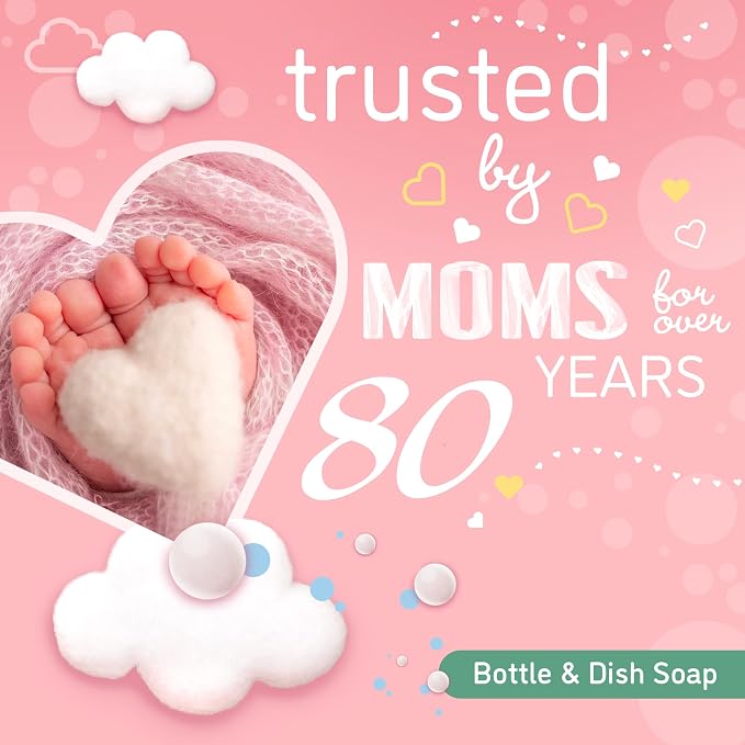 Dreft Bottle and Dish Soap | Made to Clean Baby Bottles,Sippy Cups,Pacifiers,Breast Pumps,& More | Gently Removes Milk Film & Odors-| Plant Based,Fragrance Free Dish Soap-| 18 Fl Oz,(Pack of 6)