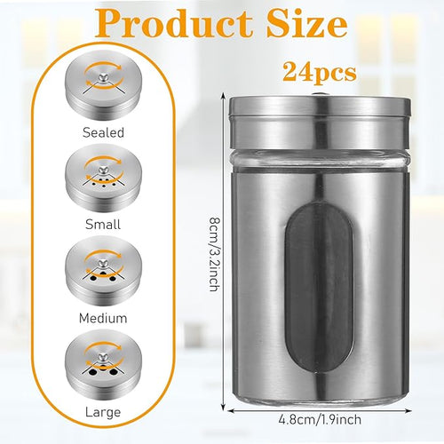 24 Pcs Stainless Steel Spice Jars - Image 2