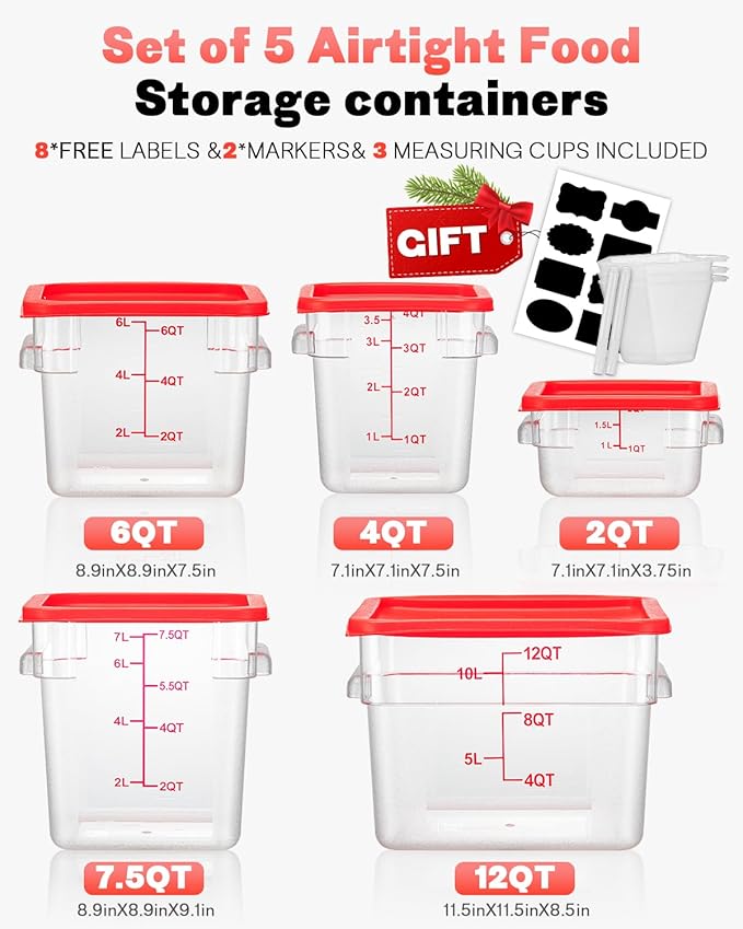 6QT Clear Food Storage Containers: 6 PCS NSF Food Storage Containers - Image 8