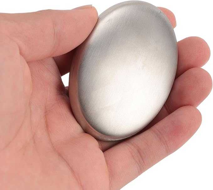 Stainless Steel Soap, Premium 304 Food Grade Odor Eliminator Bar for Kitchen Hands Fishermen Chefs 6.5x5cm