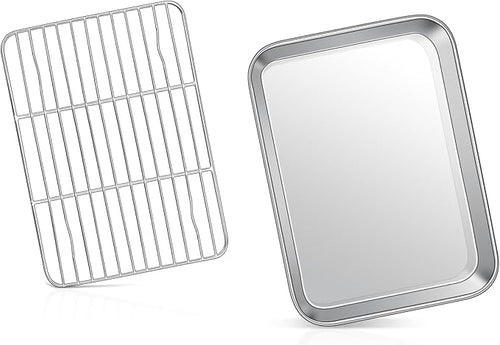 9 Inch Baking Sheet Pan with Rack Set, Joyfair Stainless Steel Toaster Oven by Joyfair